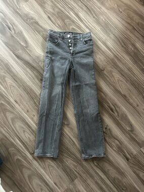 Denim Forum Grey High-Rise Button-Fly Cropped Jeans